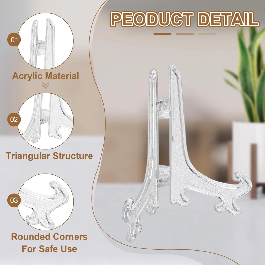 Set di 6 supporti in acrilico, pieghevoli, trasparenti, dimensioni 7x4 cm