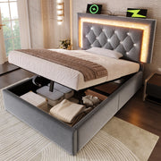 Letto singolo 90x200 cm grigio con contenitore idraulico