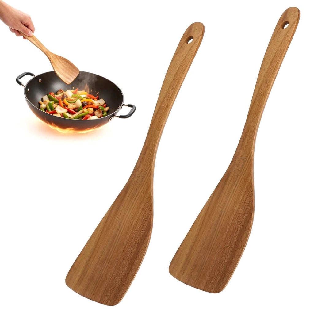 Set di 2 spatole in legno di acacia, ideali per padelle antiaderenti