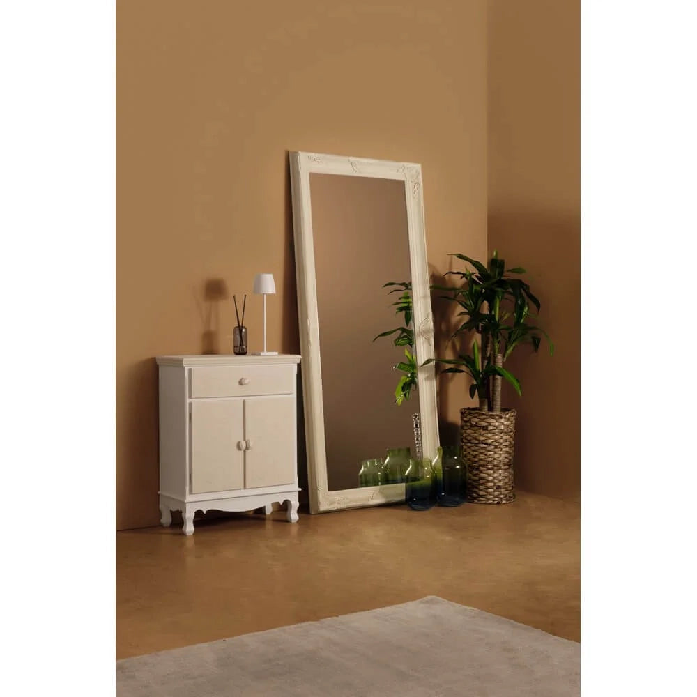 Specchio da Terra con Cornice Classica in Legno Hall Crema