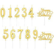 Candeline numeriche, set da 12 pezzi (0-9), con glitter, per torte