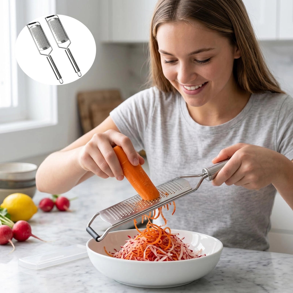 Set di 2 grattugie manuali in acciaio inossidabile, per formaggio e verdure