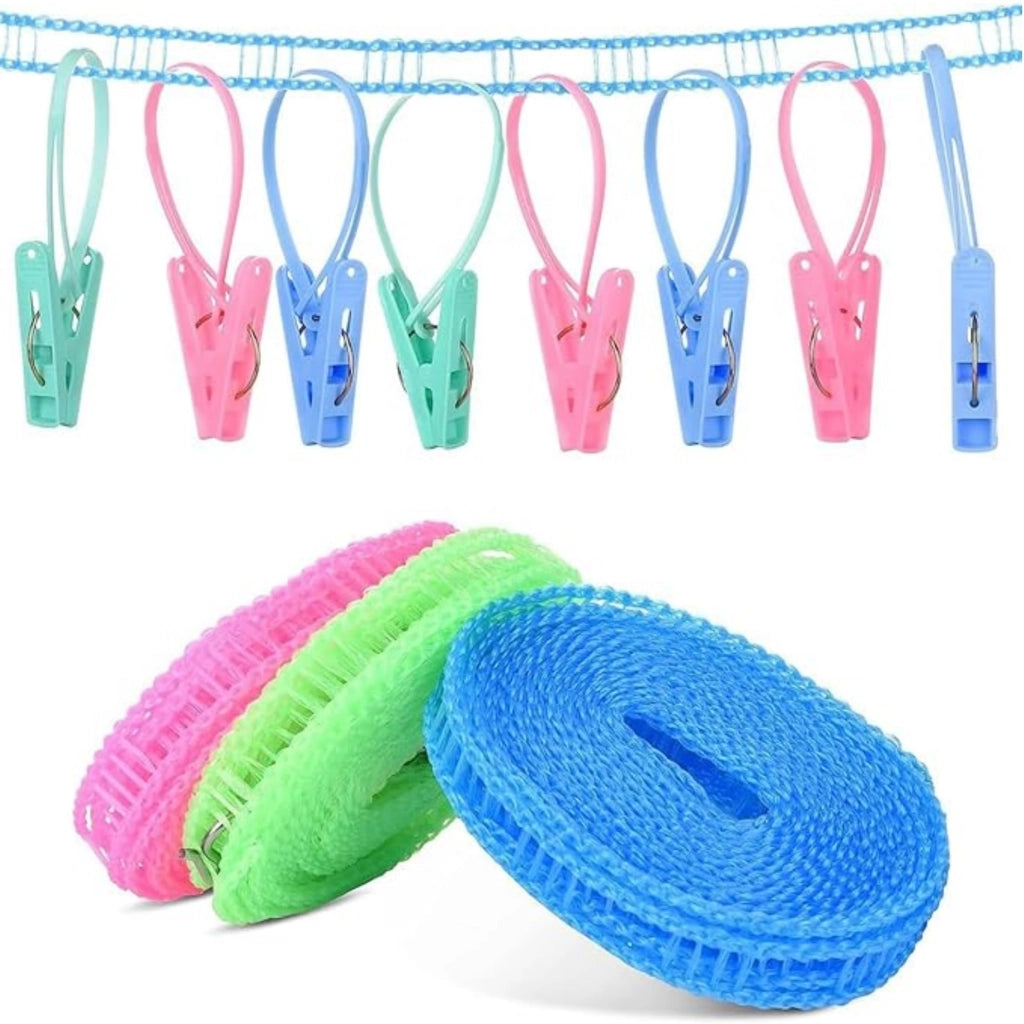 Lunghezza: 8 metri, materiale: nylon, con 2 ganci, per abiti, colore: blu