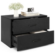 2-Drawer Stackable Horizontal Storage Cabinet Dresser Chest with Handles-Black