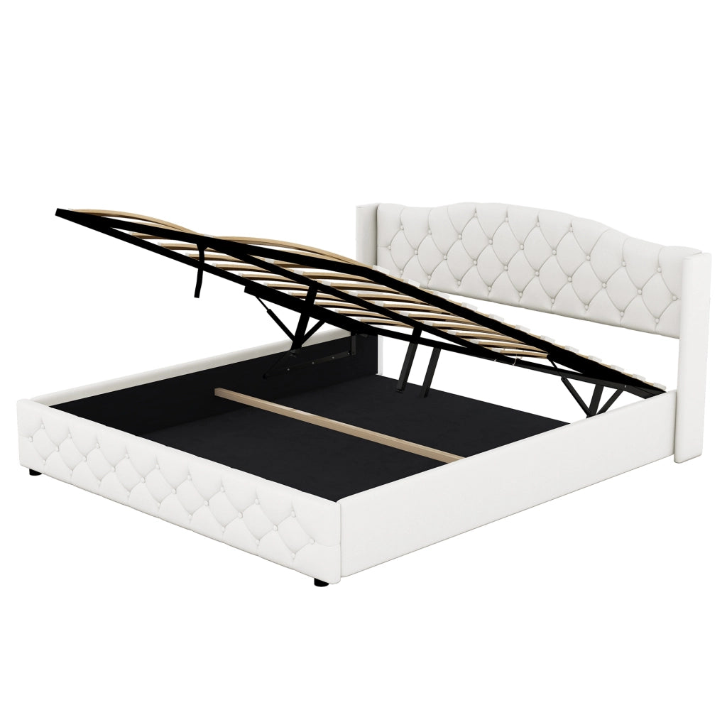 Letto contenitore matrimoniale beige 180 x 200 cm