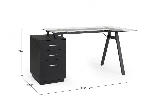 Scrivania angolo C-nero 150.5x80x75