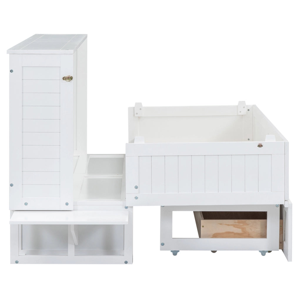 Letto a scomparsa 140x200 trasformabile in armadio bianco