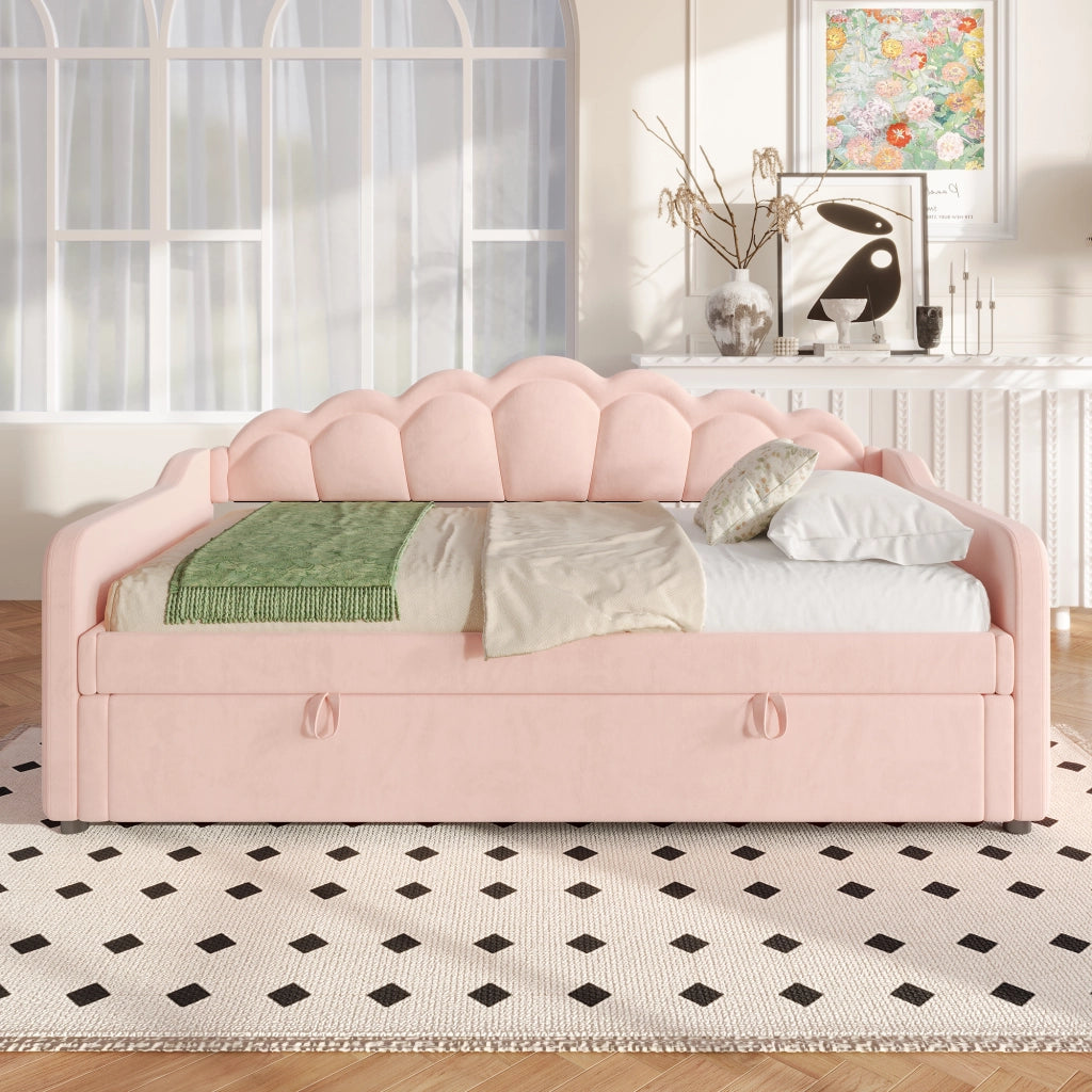Letto singolo rosa 90x200 cm con contenitore