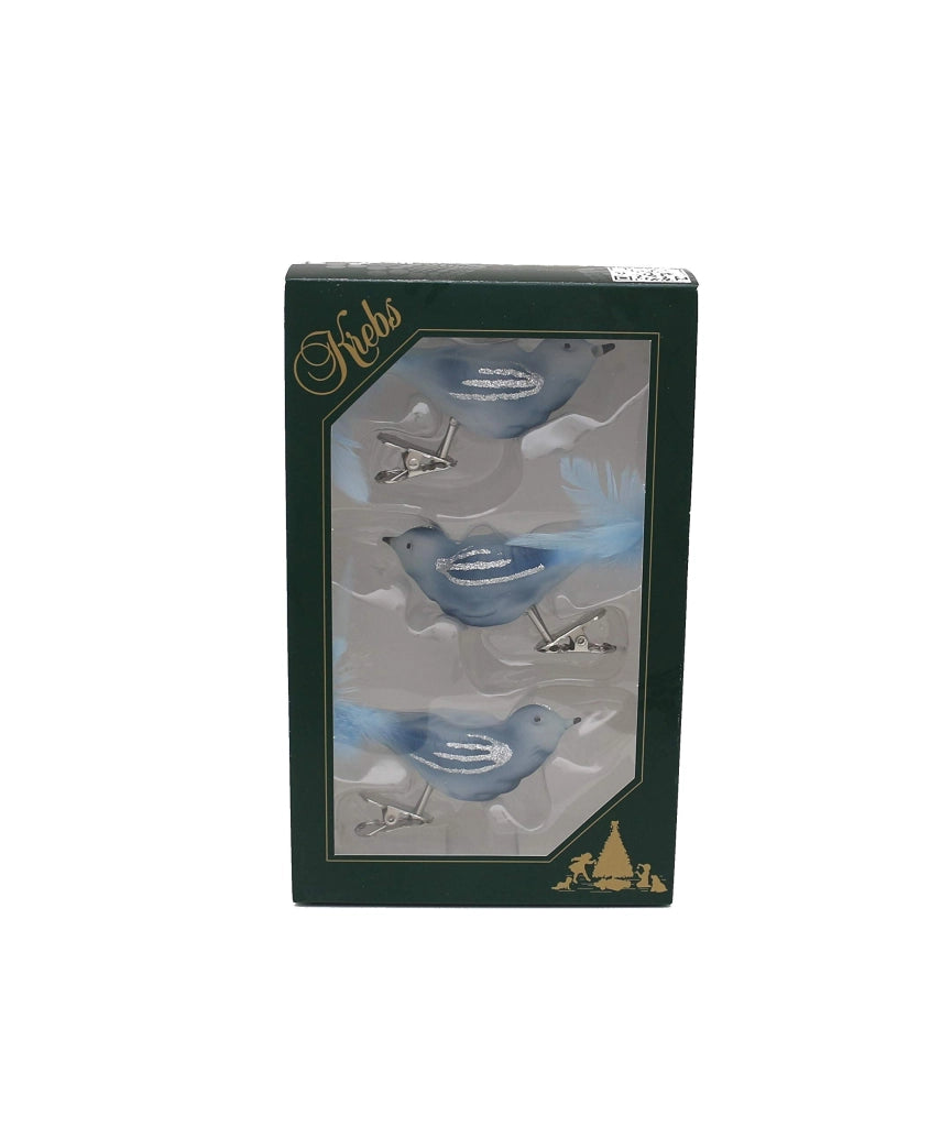 Decorazioni natalizie: 3 uccelli blu con clip, 11 cm