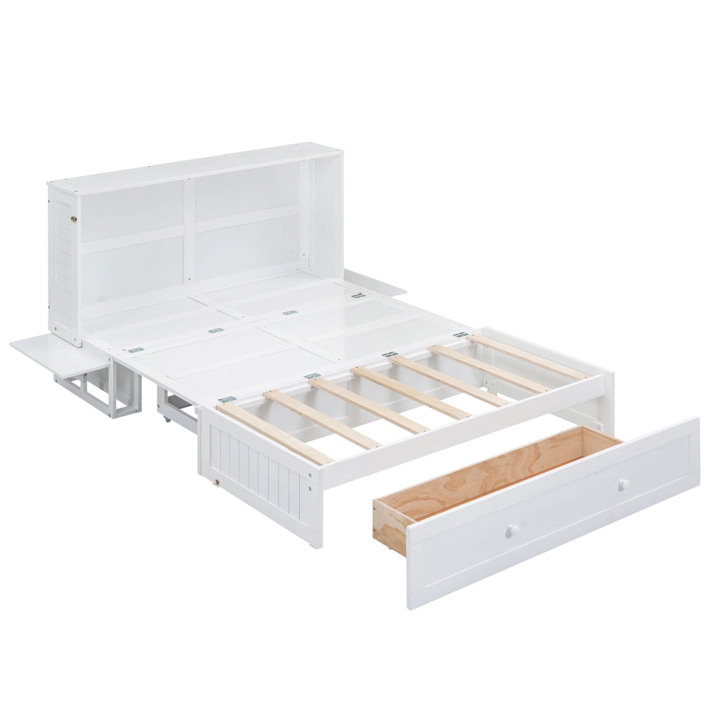 Letto a scomparsa 140x200 trasformabile in armadio bianco