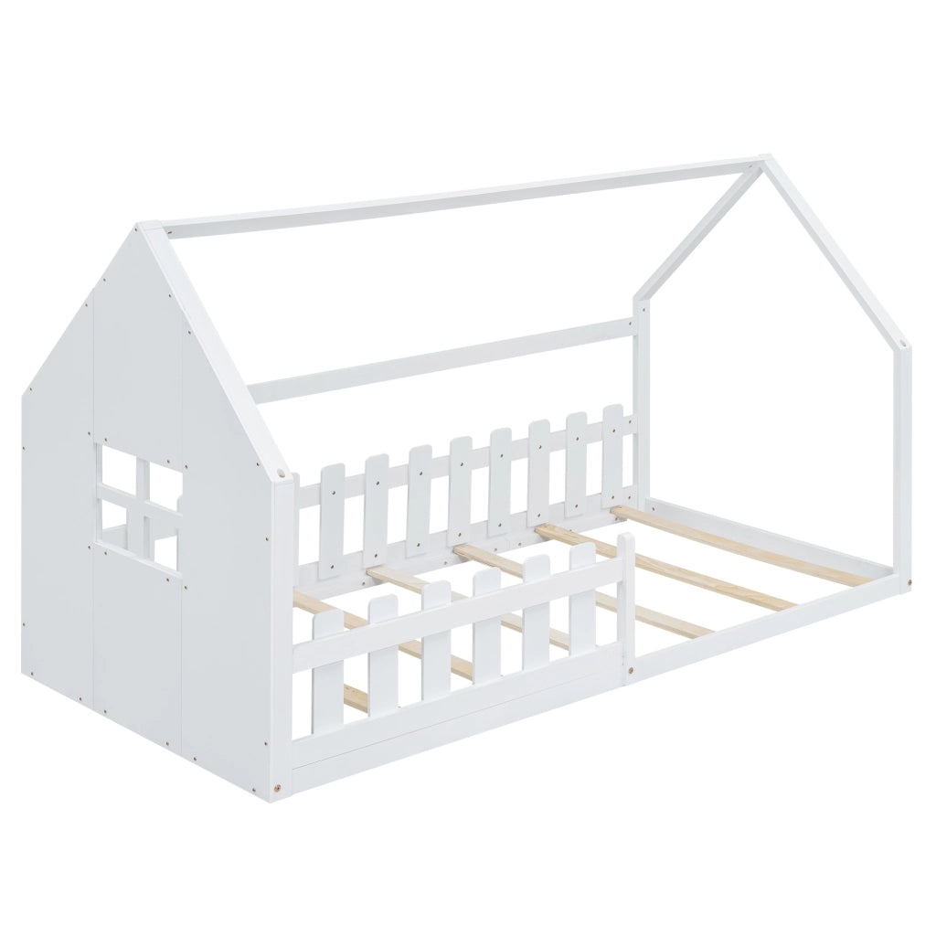 Letto a casetta per bambini bianco 90 x 200 cm
