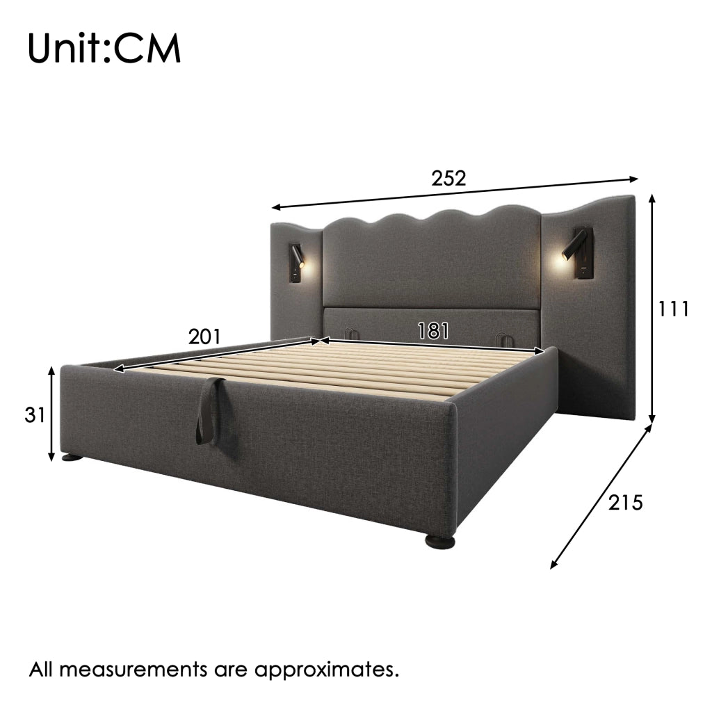 Letto matrimoniale contenitore 180x200 grigio