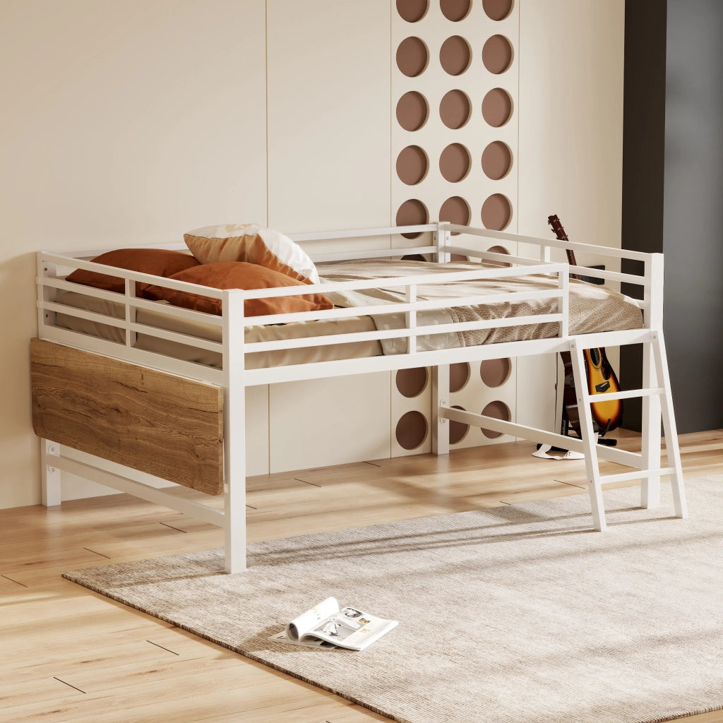 Letto a soppalco 140x200 cm bianco in metallo