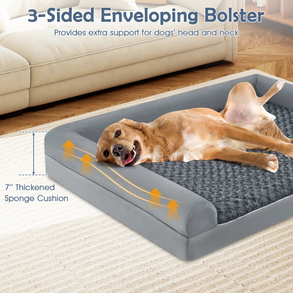 Orthopedic Foam Dog Bed L Sized Large Pet Bed-Gray-XL