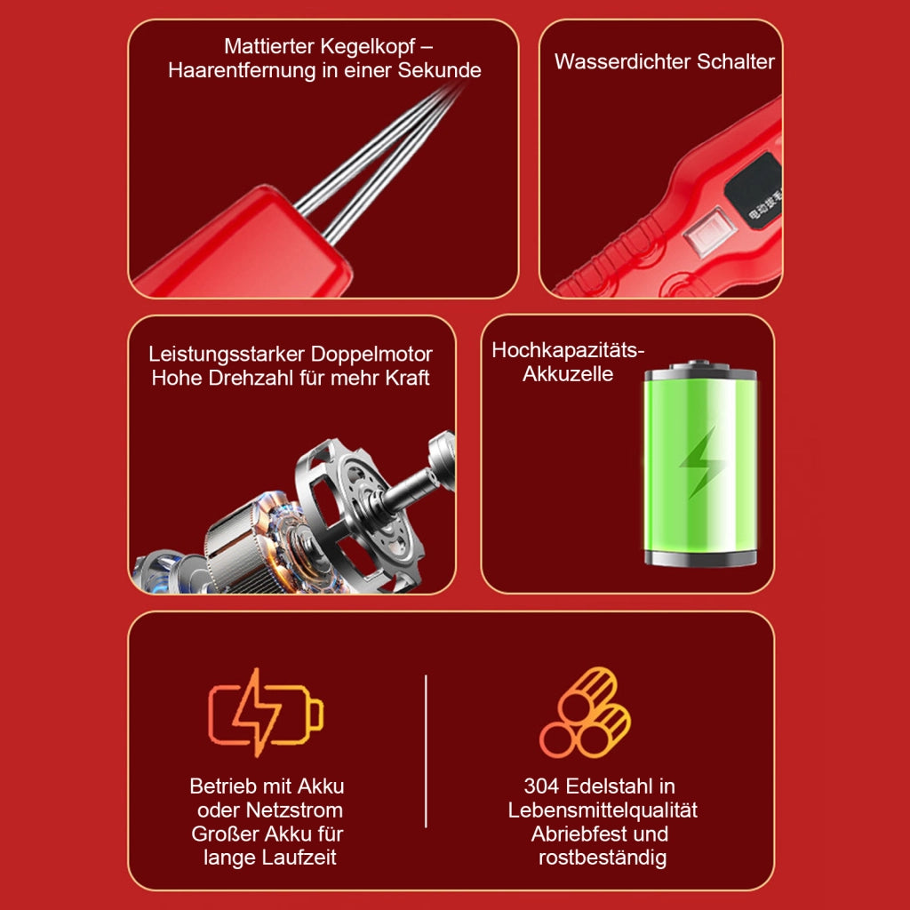 Spennatrice elettrica ricaricabile per pollame rossa