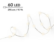 Catena micro LED filo argento luce bianco caldo 295 cm da interno