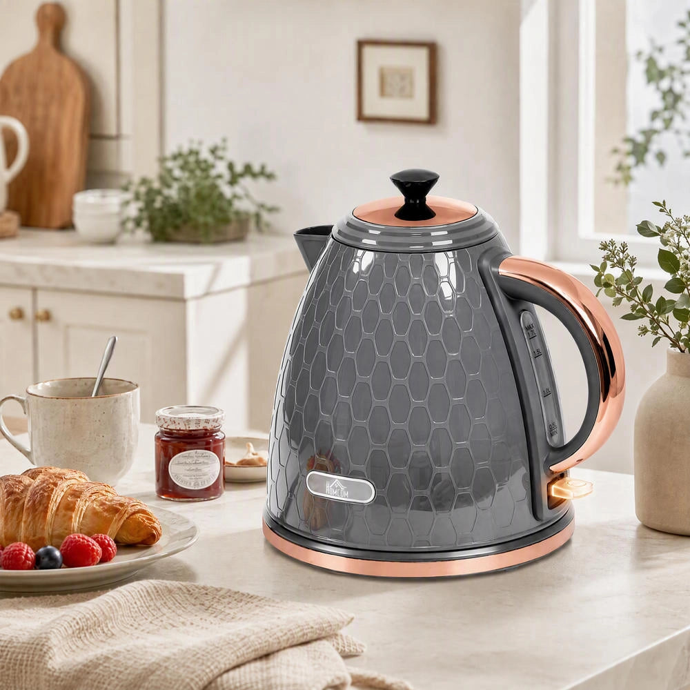 Bollitore Elettrico Rapido 2200W Grigio con Finestra di Visualizzazione e Filtro Lavabile Pratico per Casa
