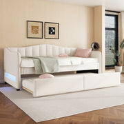 Letto singolo 90x200 cm con letto estraibile beige