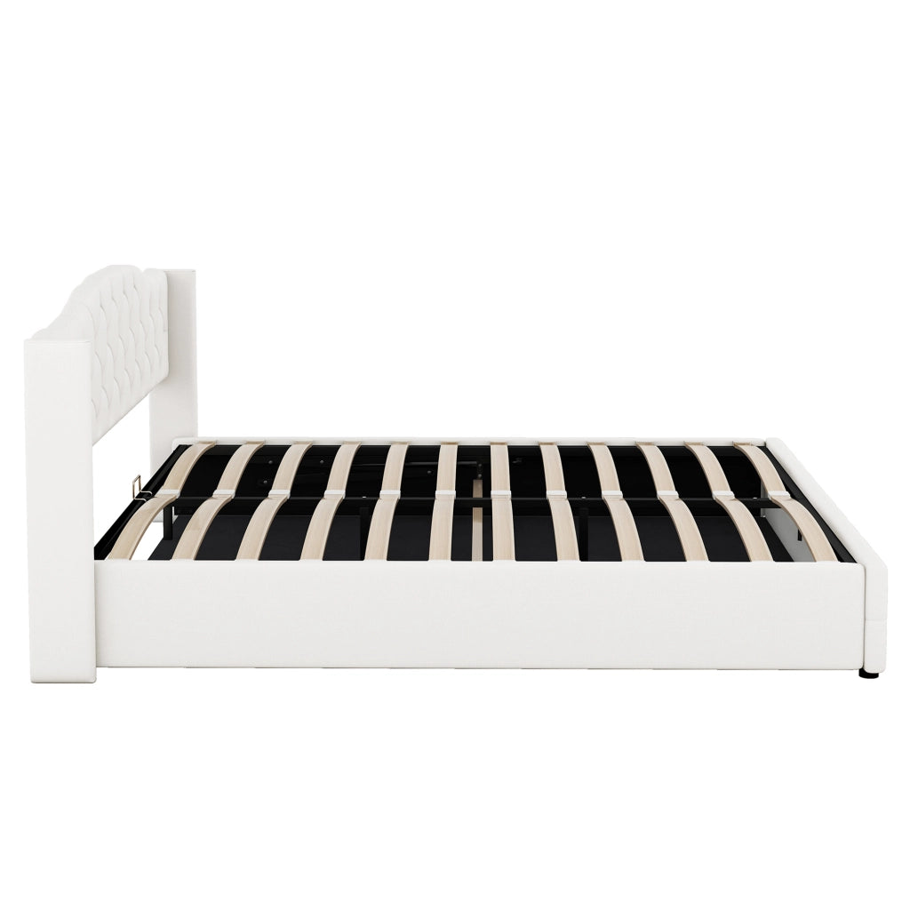 Letto contenitore matrimoniale beige 180 x 200 cm