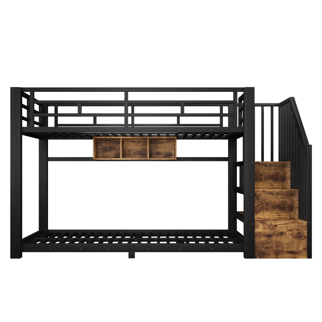 Letto a castello 90x200 cm con scala contenitore e luci LED
