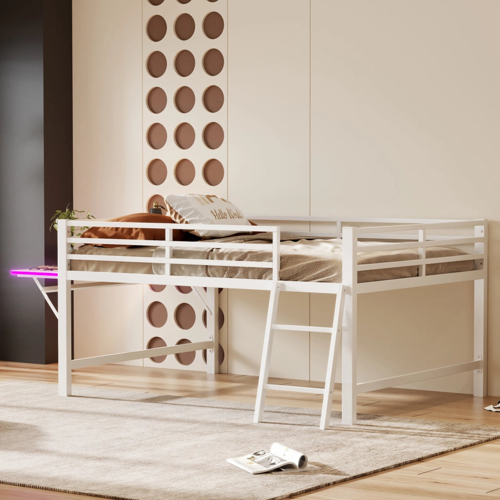 Letto a soppalco 140x200 cm bianco in metallo