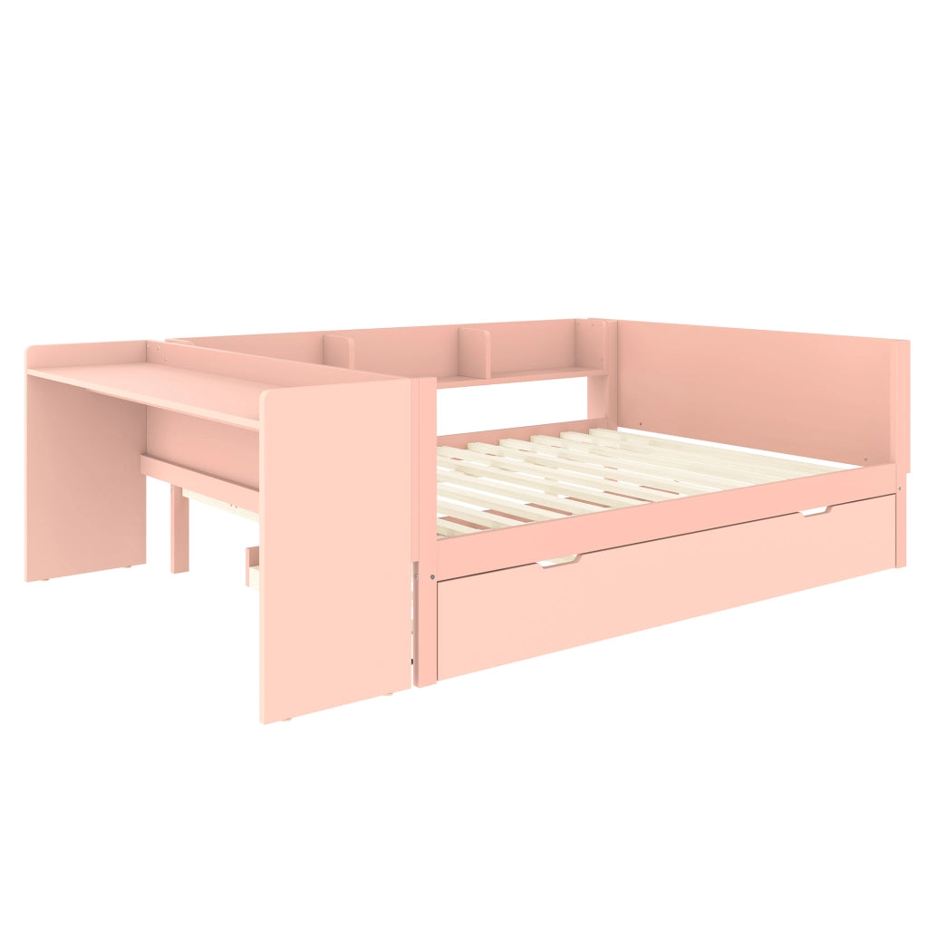 Letto matrimoniale rosa 140x200 con scrivania