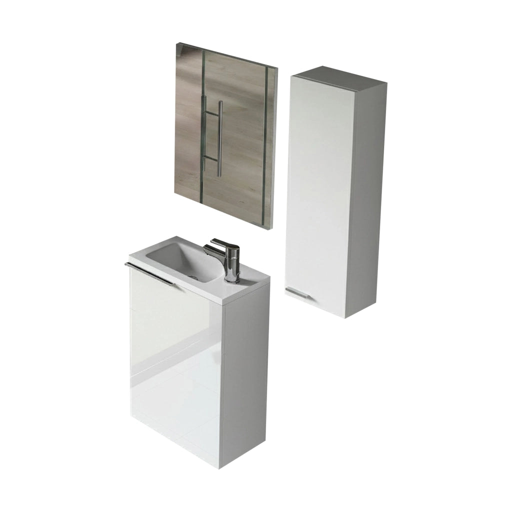 Casarano, set Mobili Bagno Specchio Incluso, Bianco Lucido
