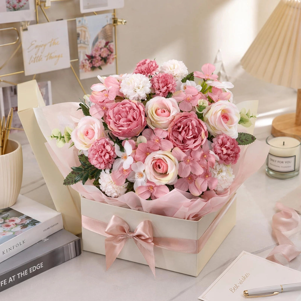Set di fiori artificiali, 2 pezzi: peonie e rose, 30 cm, per decorazioni