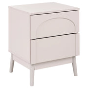 Comodino Moderno Beige Chiaro in Legno Ingegnerizzato con 2 Cassetti