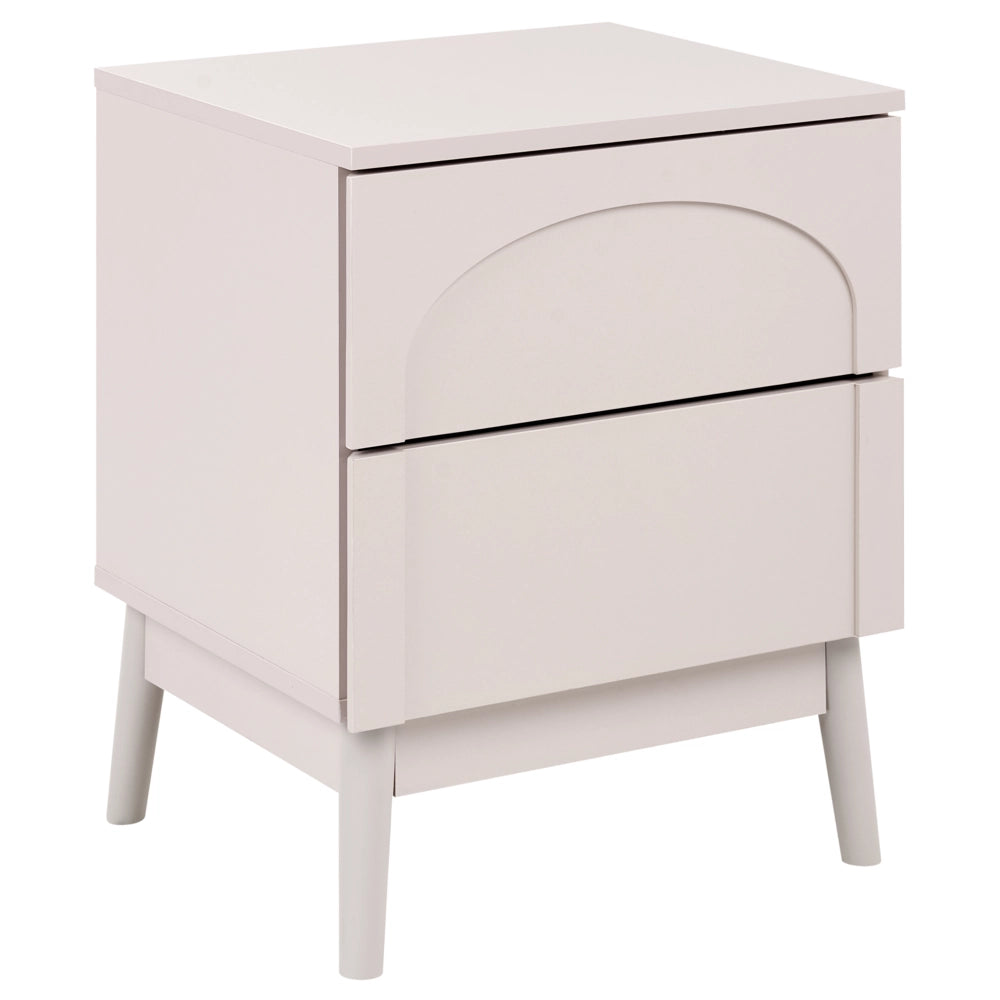 Comodino Moderno Beige Chiaro in Legno Ingegnerizzato con 2 Cassetti