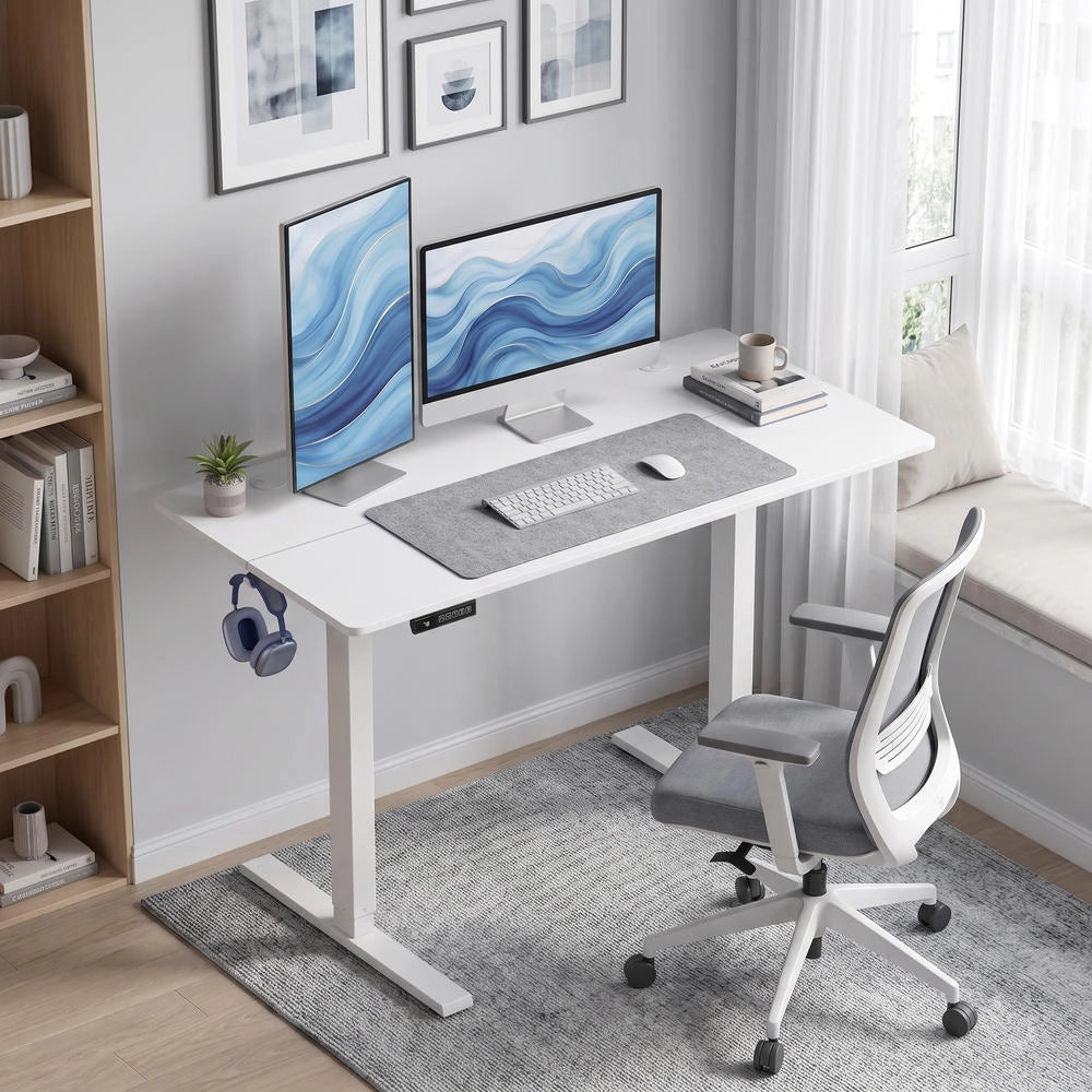 Scrivania elettrica regolabile in altezza 120 x 60 cm, tavolo da lavoro ergonomico con motore per casa e ufficio