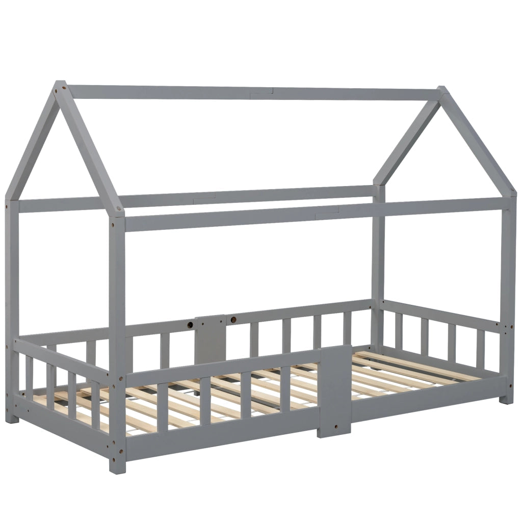 Letto casetta per bambini 90 x 200 cm grigio