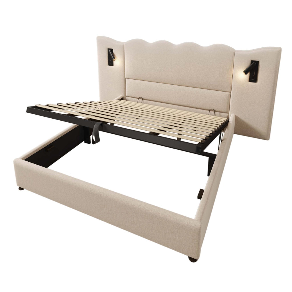 Letto matrimoniale contenitore beige 180x200 cm