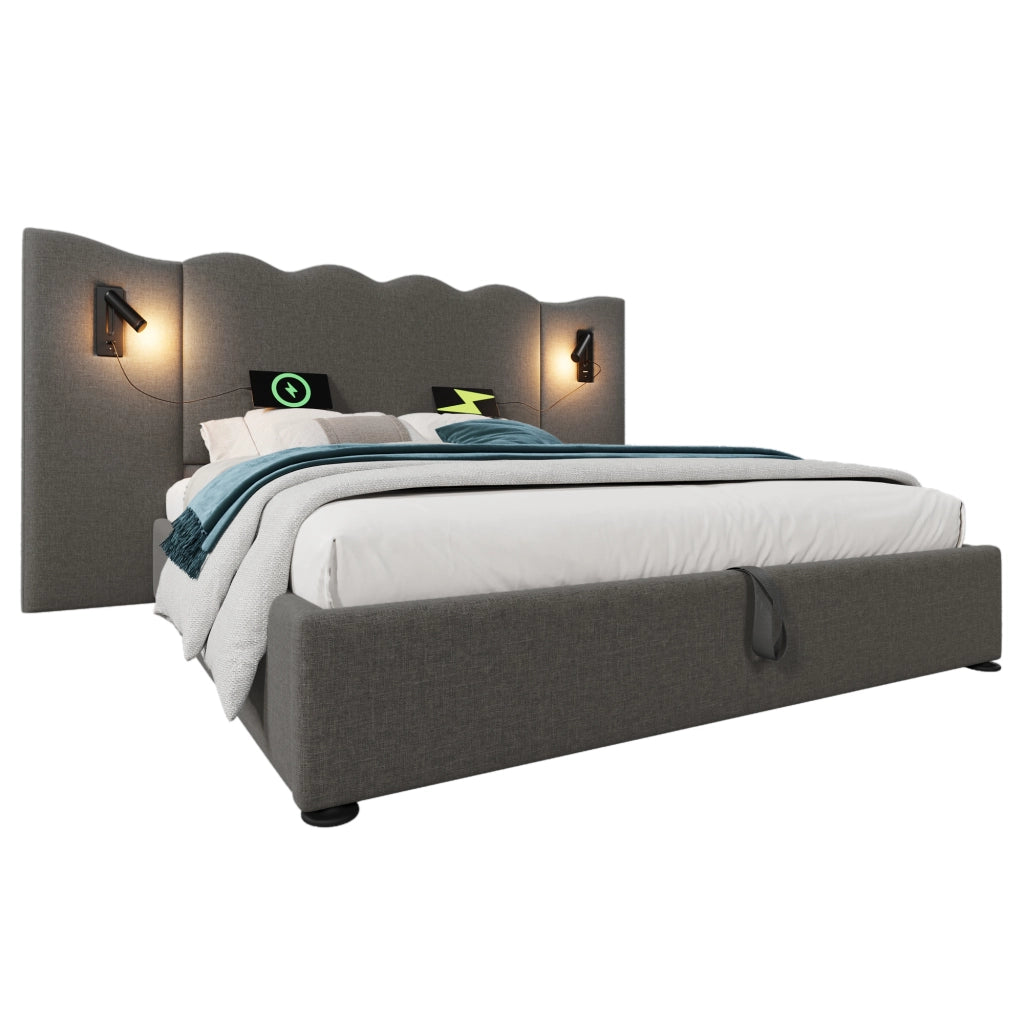 Letto matrimoniale contenitore 180x200 grigio
