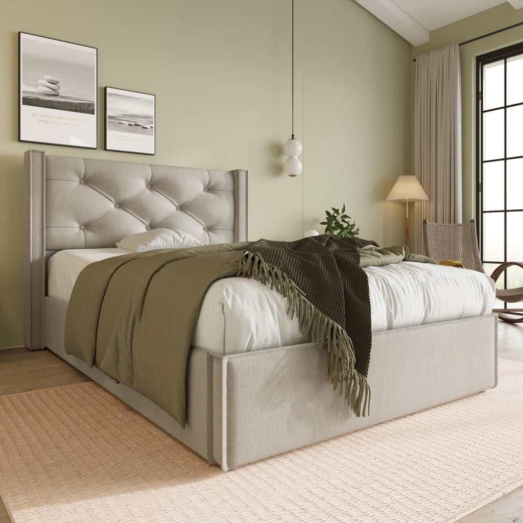 Letto singolo imbottito 90x200 cm con contenitore