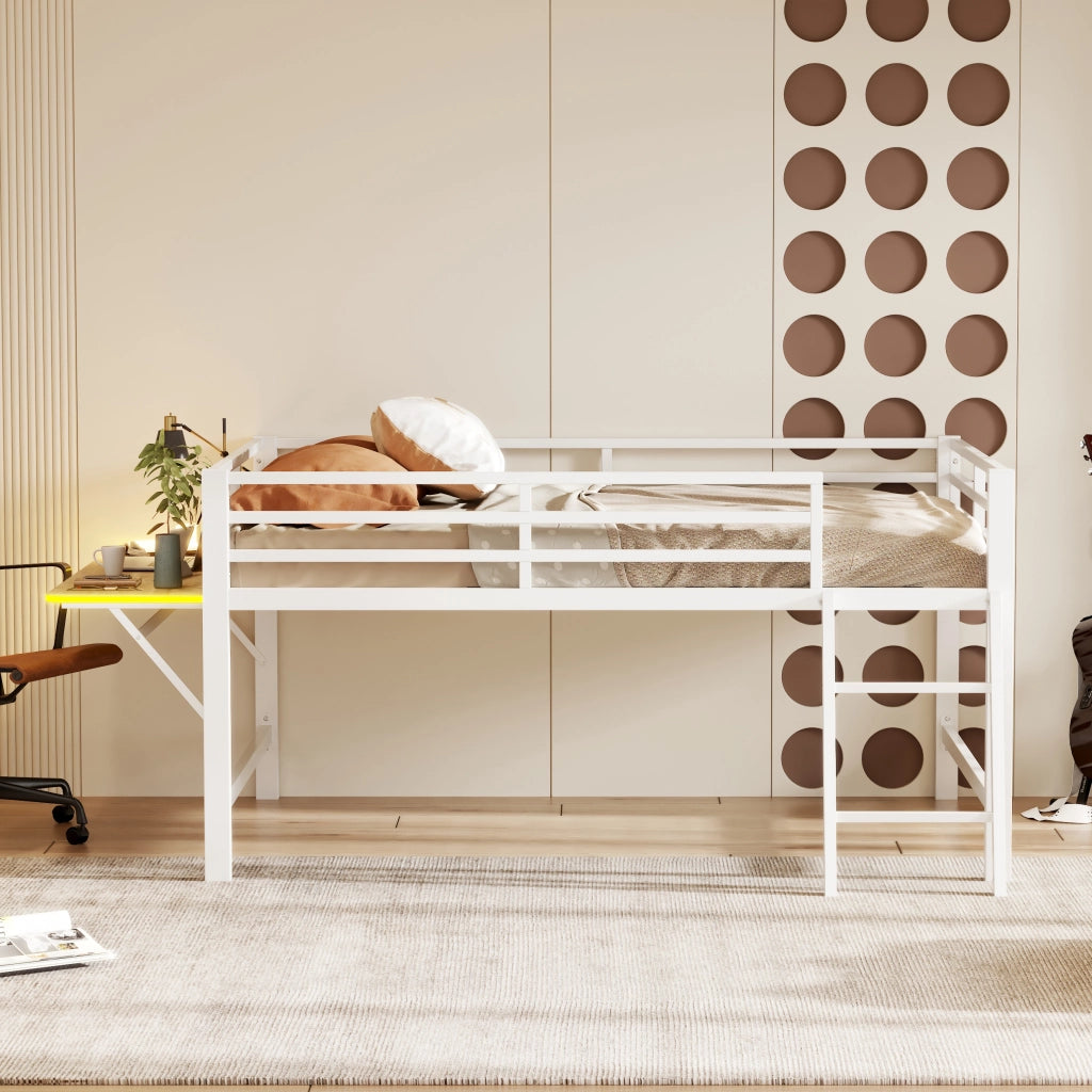 Letto a soppalco 140x200 cm bianco in metallo