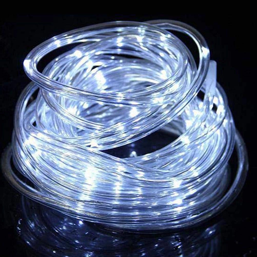 Lampada solare da esterno, 5 metri di lunghezza, 50 LED, impermeabile (bianca)