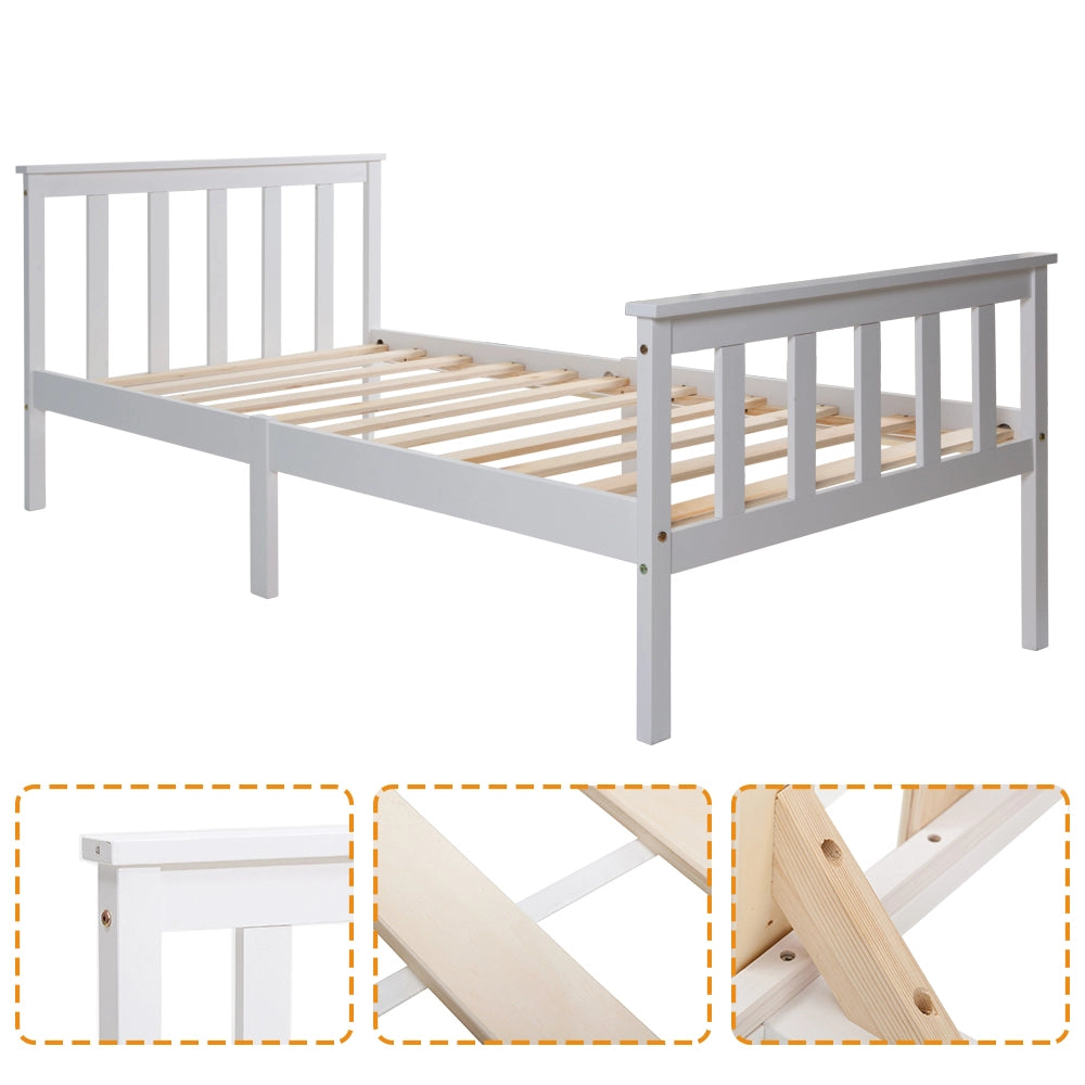 Letto singolo 90 x 200 cm bianco con testiera