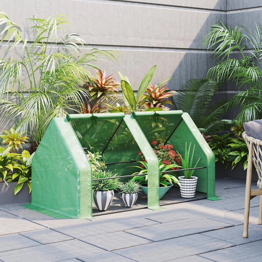 Serra da Giardino e Balcone per Piante e Pomodori in Acciaio e Telo Verde, Compatta e Resistente, 180 x 90 x 90 cm