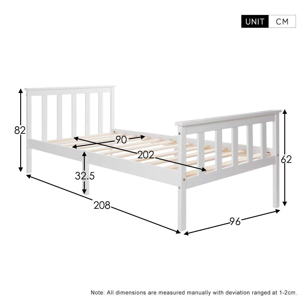 Letto singolo 90 x 200 cm bianco con testiera