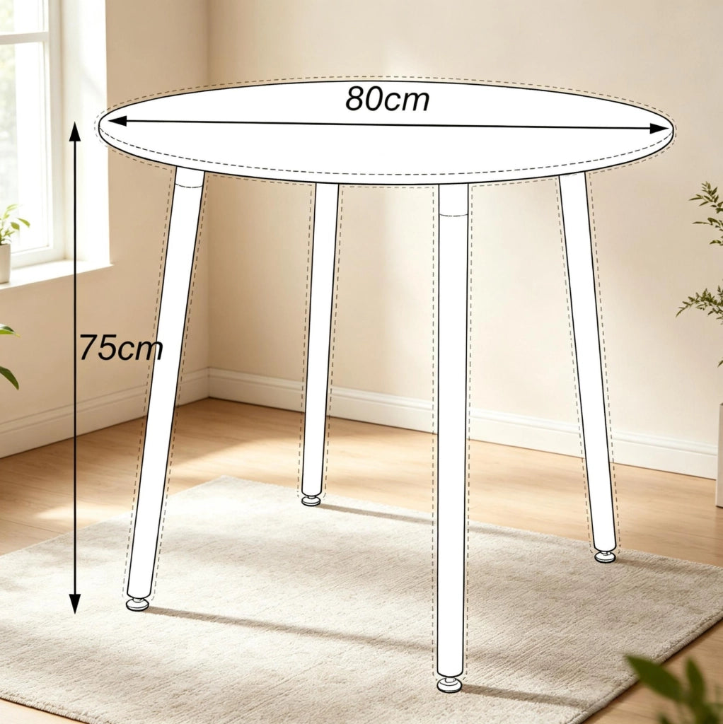 Set tavolo rotondo e 4 sedie bianco e legno