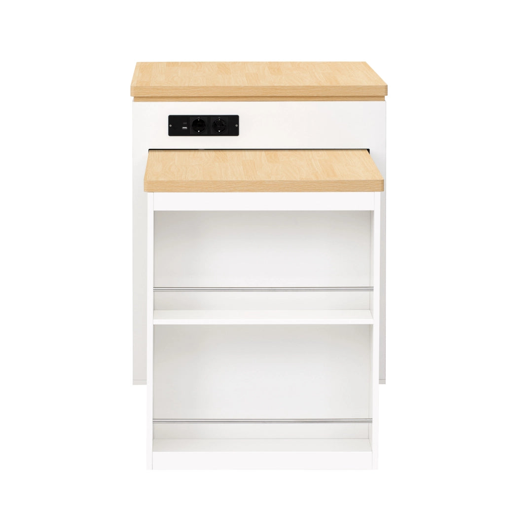 Tavolo da pranzo estensibile con LED e ricarica USB Type C in MDF bianco