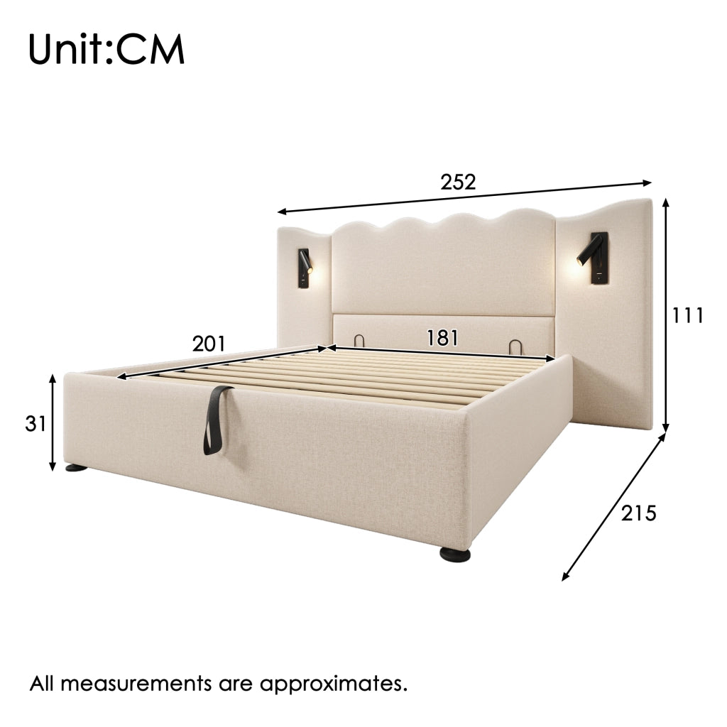 Letto matrimoniale contenitore beige 180x200 cm