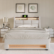 Letto singolo imbottito 90x200 cm con LED e USB