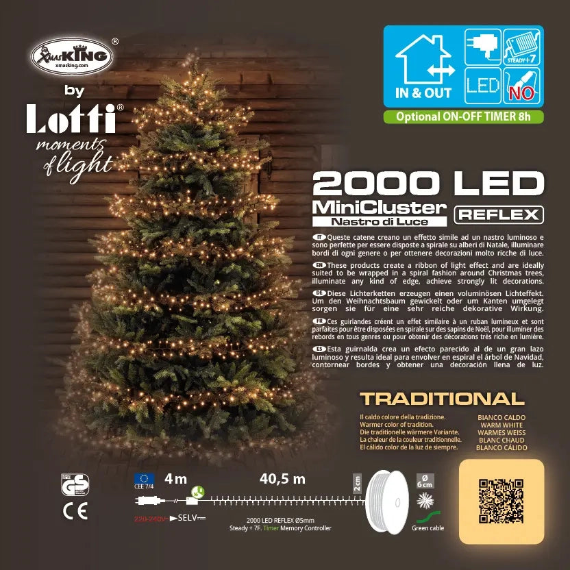Catena minicluster 2000 led tradit. - 8 giochi di luce