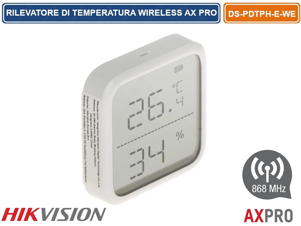 HIKVISION AX PRO RILEVATORE DI TEMPERATURA RADIO WIRELESS CON SONDA DI TEMPERATURA