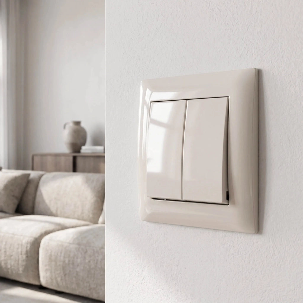 Interruttore Doppio Con Cornice Oste Jnh007-w Beige