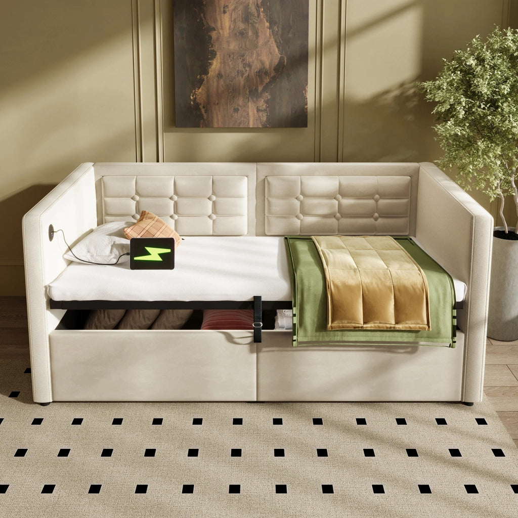 Divano letto singolo 90x200 cm con contenitore idraulico