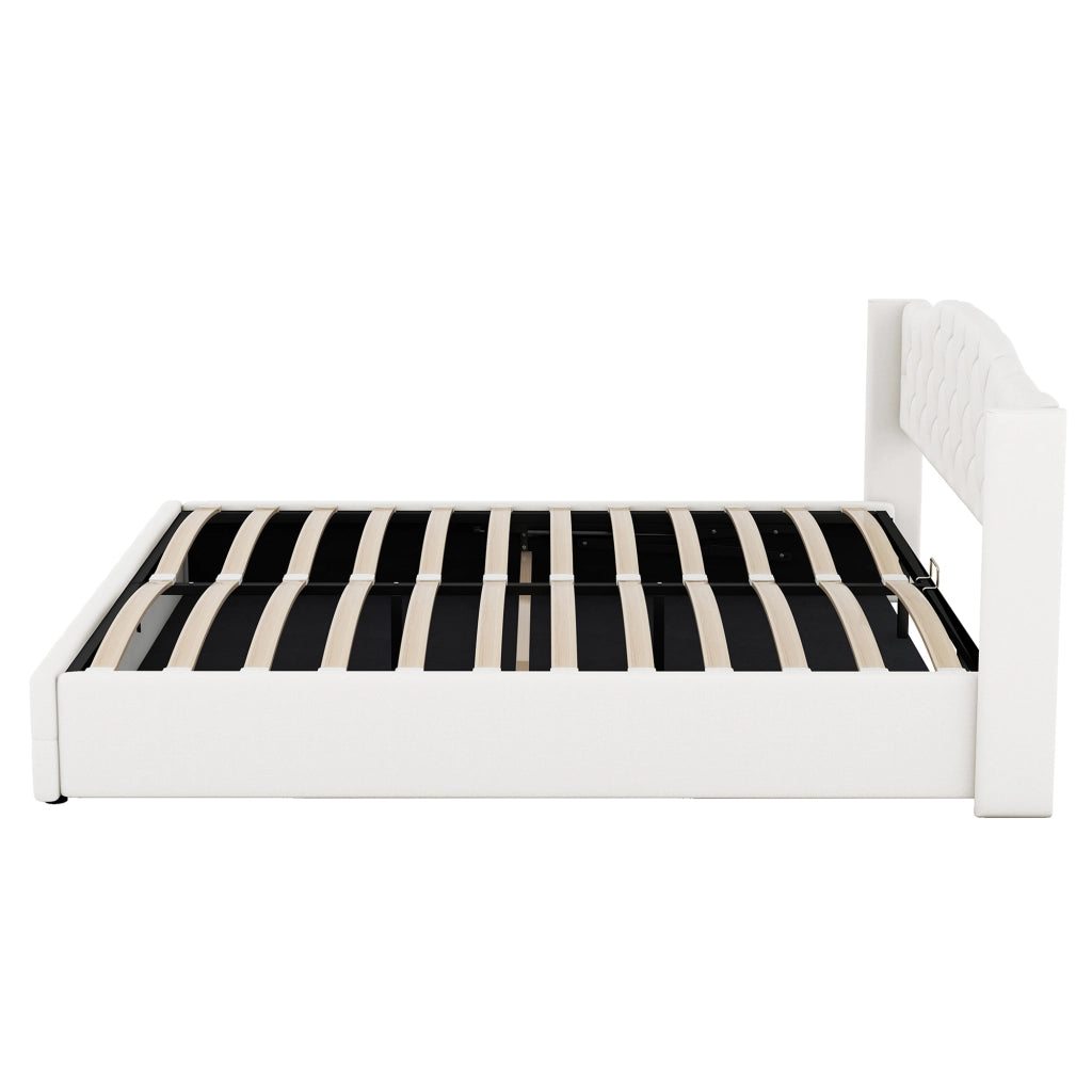 Letto contenitore matrimoniale beige 180 x 200 cm