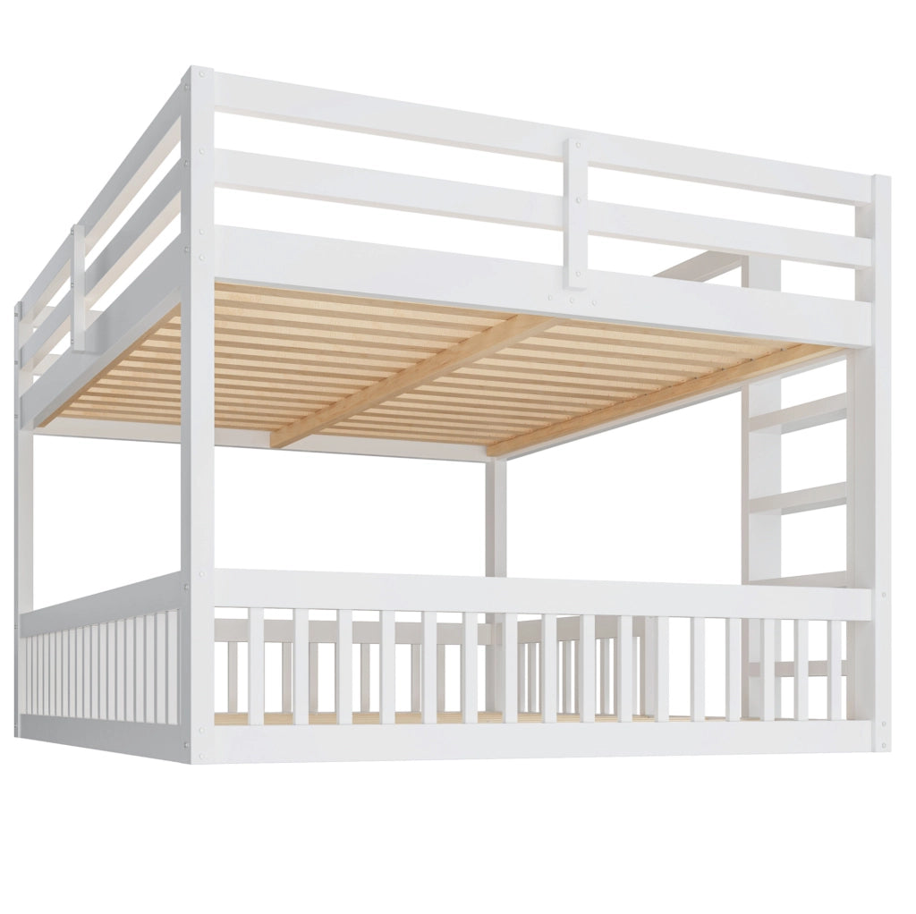 Letto a castello 160x200 cm bianco in pino e MDF con sponde